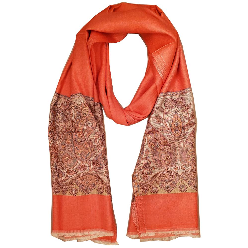 Reversible Faux Pashmina Paisley Silk Rayon Scarf 80in