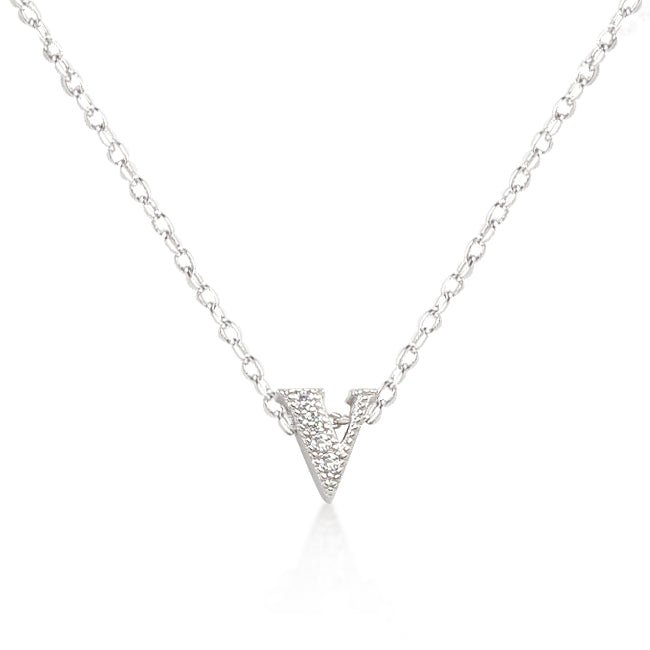 Micro-Pave Initial V Pendant - ThisandThatShoppe