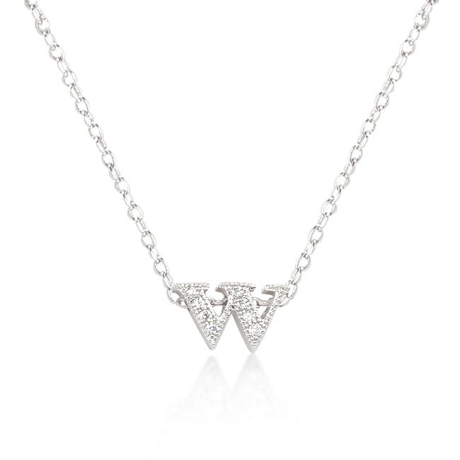 Micro-Pave Initial W Pendant - ThisandThatShoppe