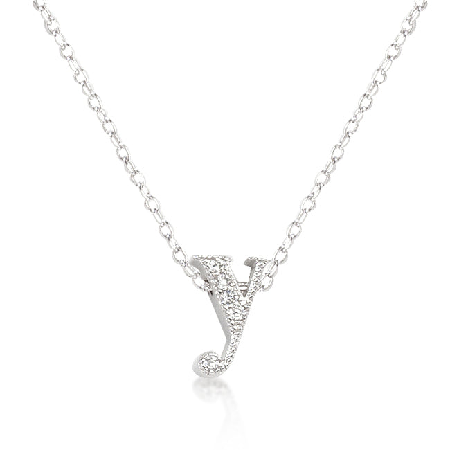 Avera Micro-Pave Initial Y Pendant In Sterling Silver