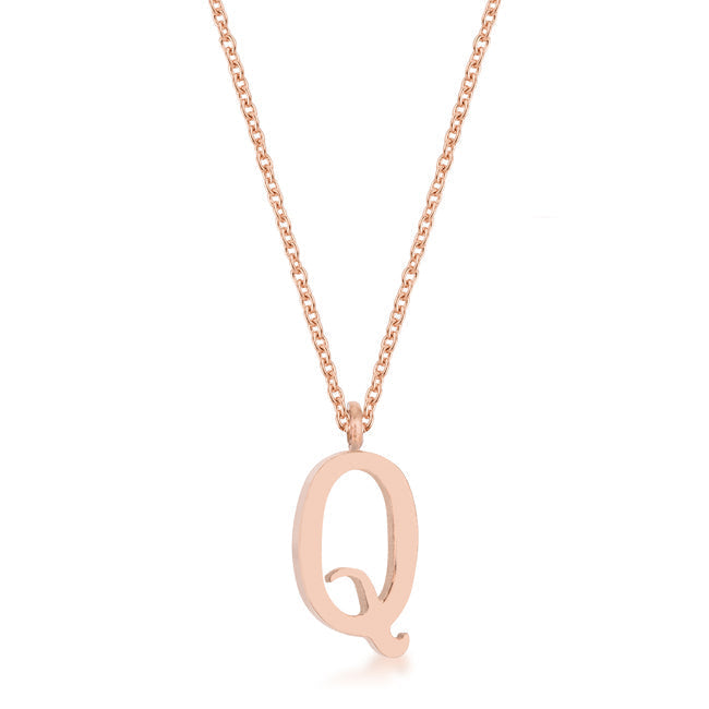 Elaina Stainless Steel Q Initial Necklace - ThisandThatShoppe