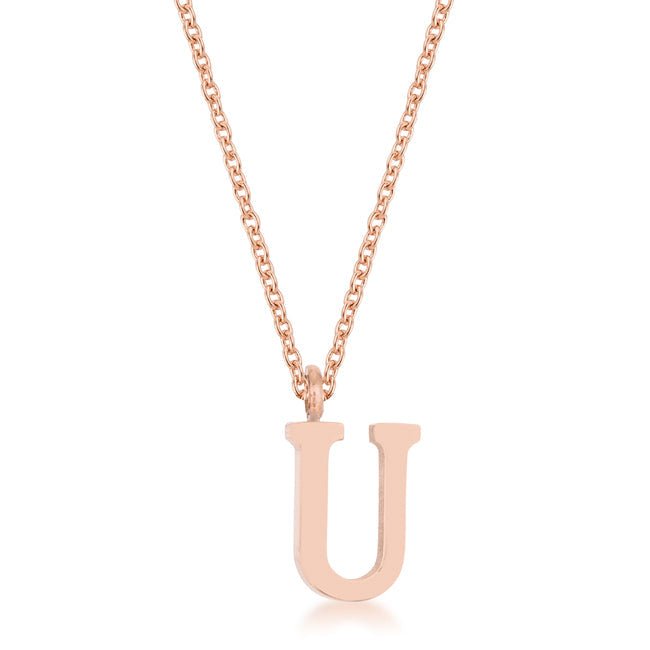 Elaina Stainless Steel U Initial Necklace - ThisandThatShoppe