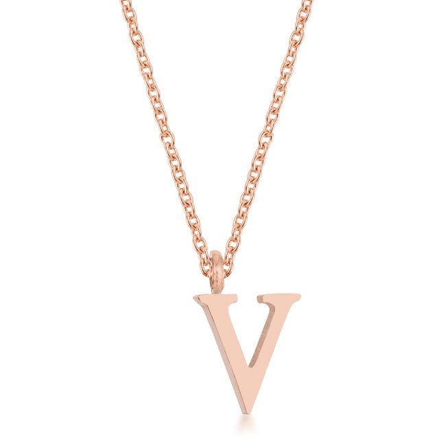Elaina Stainless Steel V Initial Necklace - ThisandThatShoppe