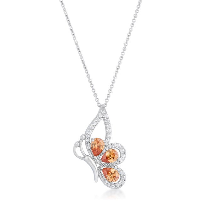 Karen 2.8ct CZ Rhoidum Butterfly Drop Necklace - ThisandThatShoppe
