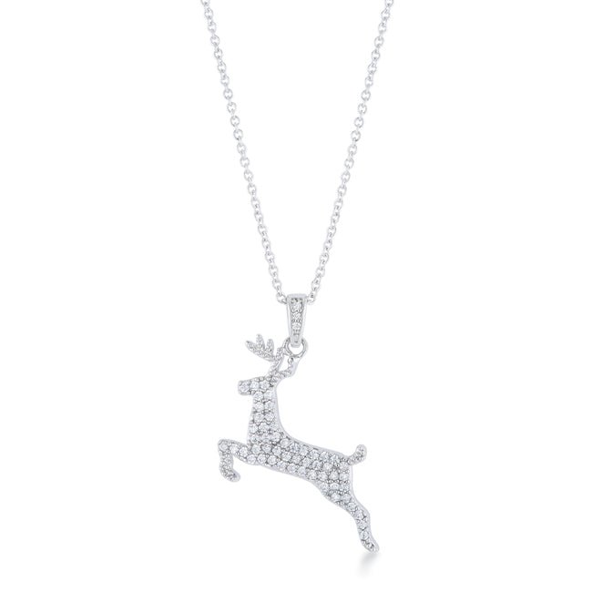 .35 ct CZ Reindeer Pave Holiday Pendant - ThisandThatShoppe