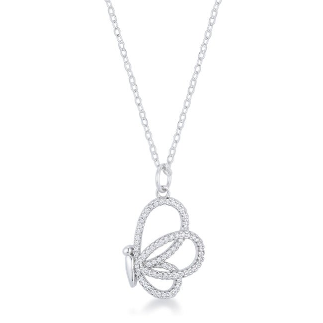 Whimsical CZ Butterfly Pendant and Necklace - ThisandThatShoppe
