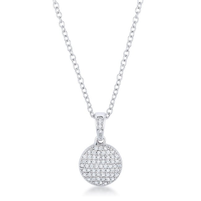 Necklace with CZ Disk Pendant - ThisandThatShoppe