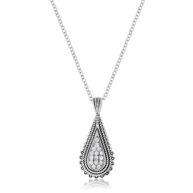 .37 Ct Tear Drop Pendant Necklace with CZ - ThisandThatShoppe