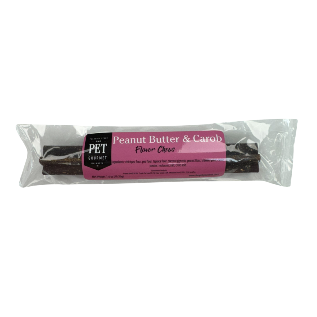Peanut Butter Carob Chew StickPet SuppliesOur Peanut Butter Carob Chews are beneficial for dental health. The special star shape helps to get into small spaces between your dogs teeth and gums to remove plaq