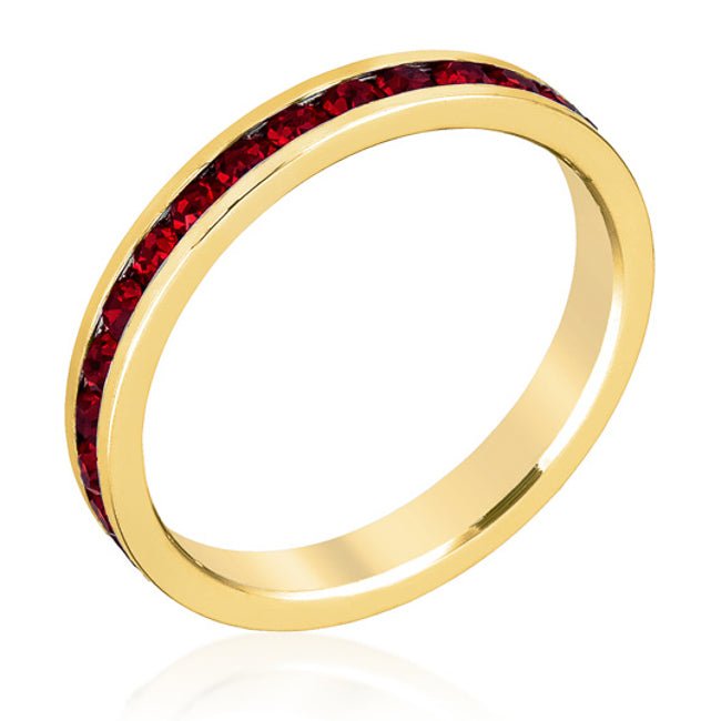 Stylish Stackables with Garnet in Gold Crystal Ring - ThisandThatShoppe