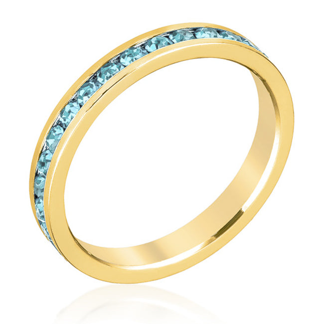 Stylish Stackables Aqua Crystal Gold Ring - ThisandThatShoppe