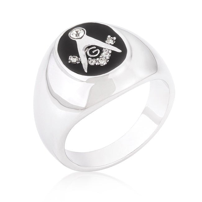 Onyx Cubic Zirconia Masonic Ring - ThisandThatShoppe