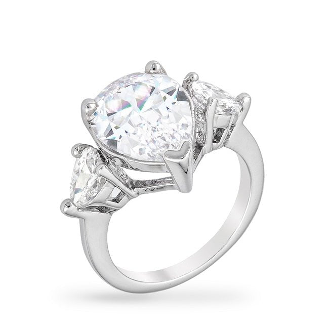 Cubic Zirconia Pear Triplet Ring - ThisandThatShoppe
