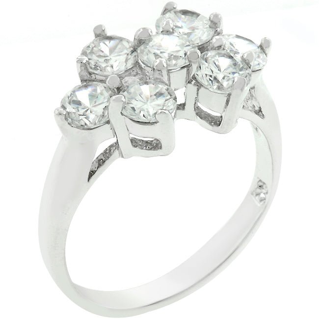 Round Cubic Zirconia Cluster Ring - ThisandThatShoppe
