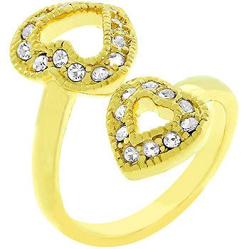 Dual Pave Hearts Ring - ThisandThatShoppe