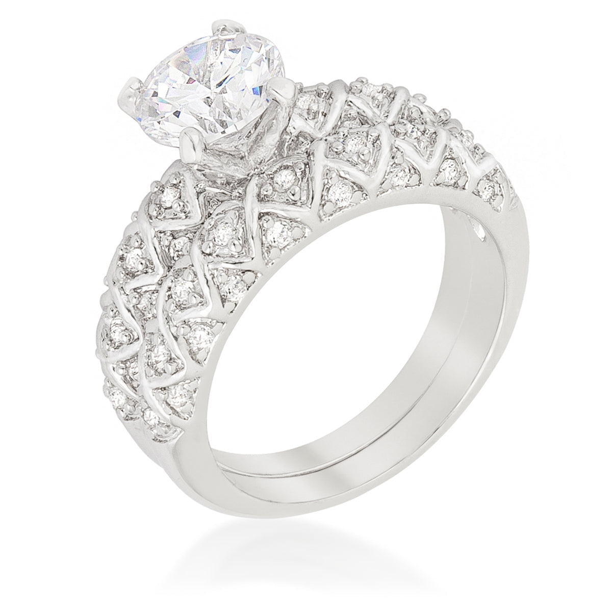 Avera Unique Wedding Set Petite Eternity Ring in Silver