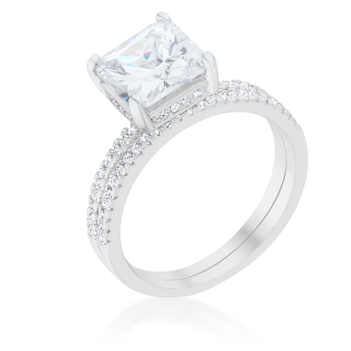 Princess Solitaire Wedding Set Ring - ThisandThatShoppe