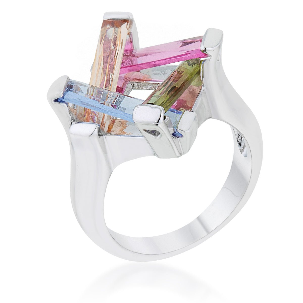 Myra Ring 10ct Multicolor CZ Cocktail Ring - ThisandThatShoppe