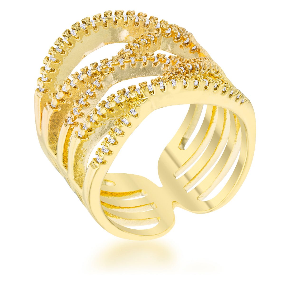 Mandy 0.6ct CZ 14k Contemporary Wide Ring - ThisandThatShoppe