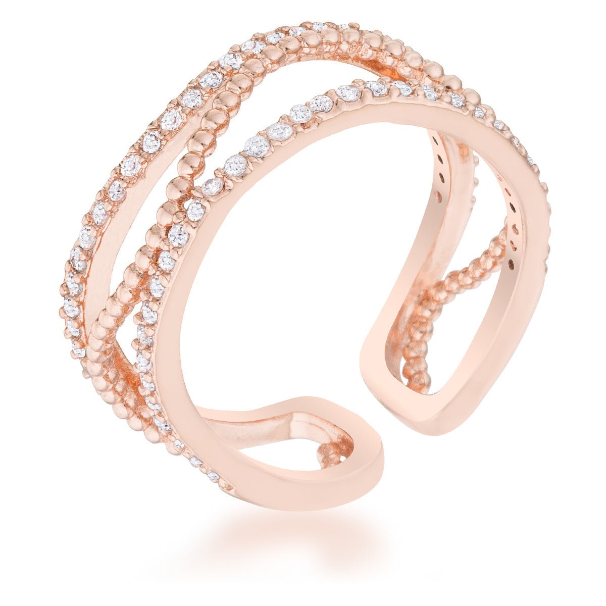 Marina 0.5ct CZ Abstract Cuff Ring - ThisandThatShoppe