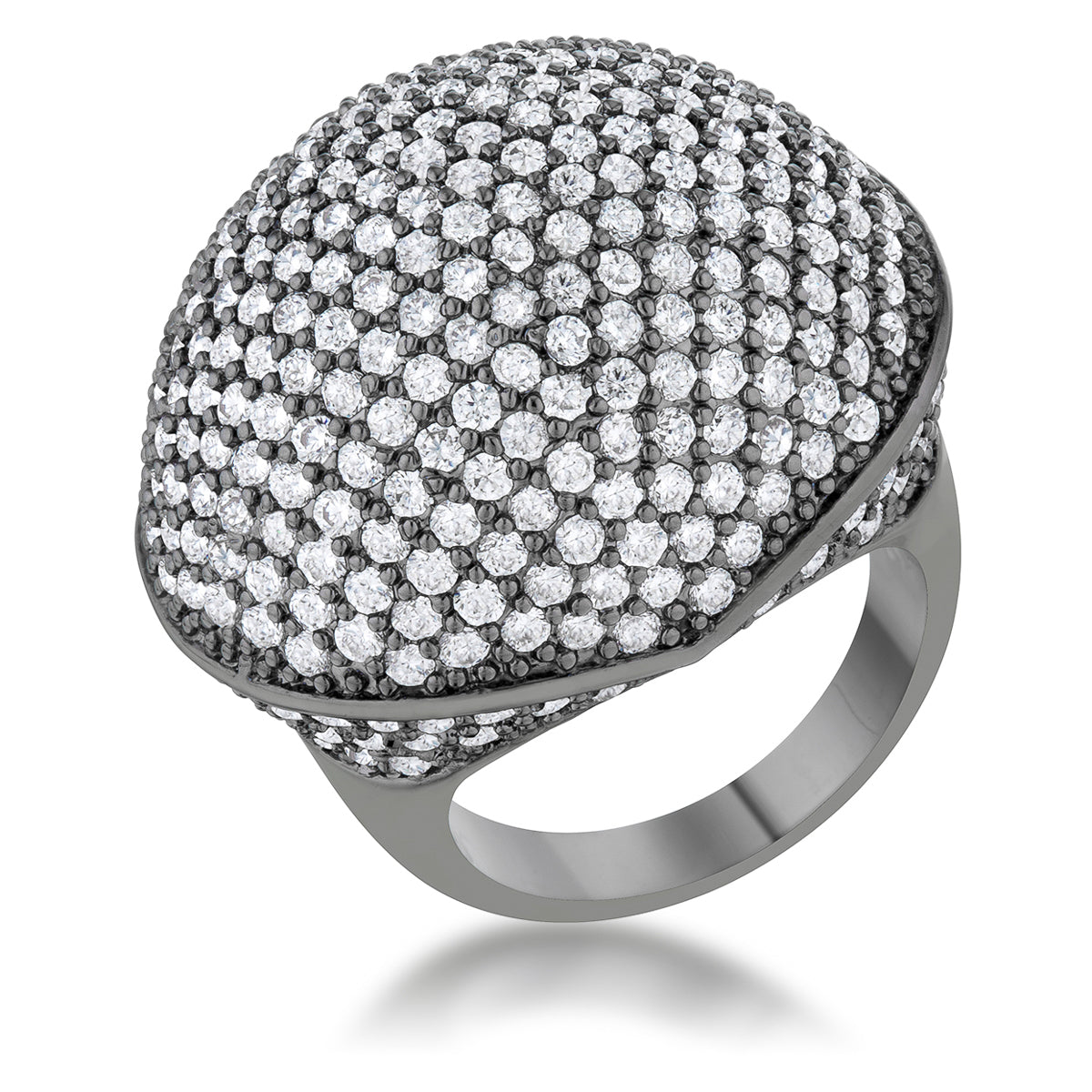 Dara 4.75ct CZ Hematite Dome Cocktail Ring - ThisandThatShoppe