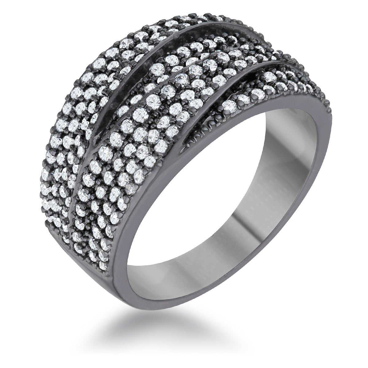 Kina 1.7ct CZ Hematite Contemporary Cocktail Ring - ThisandThatShoppe