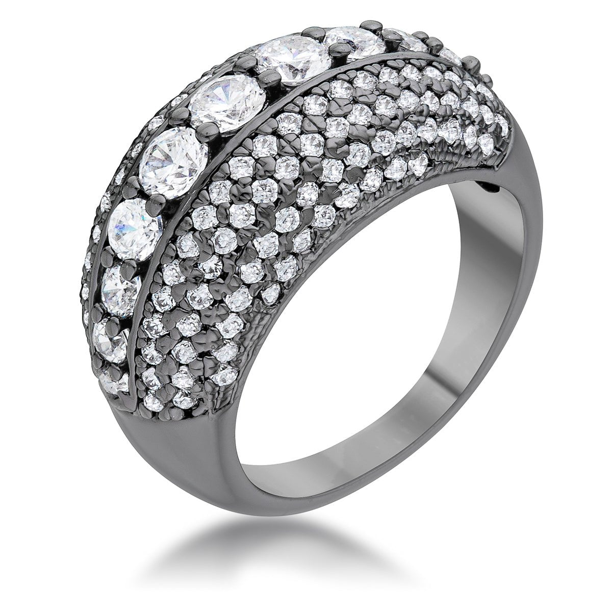 Krista 1.5ct CZ Hematite Contemporary Cocktail Ring - ThisandThatShoppe