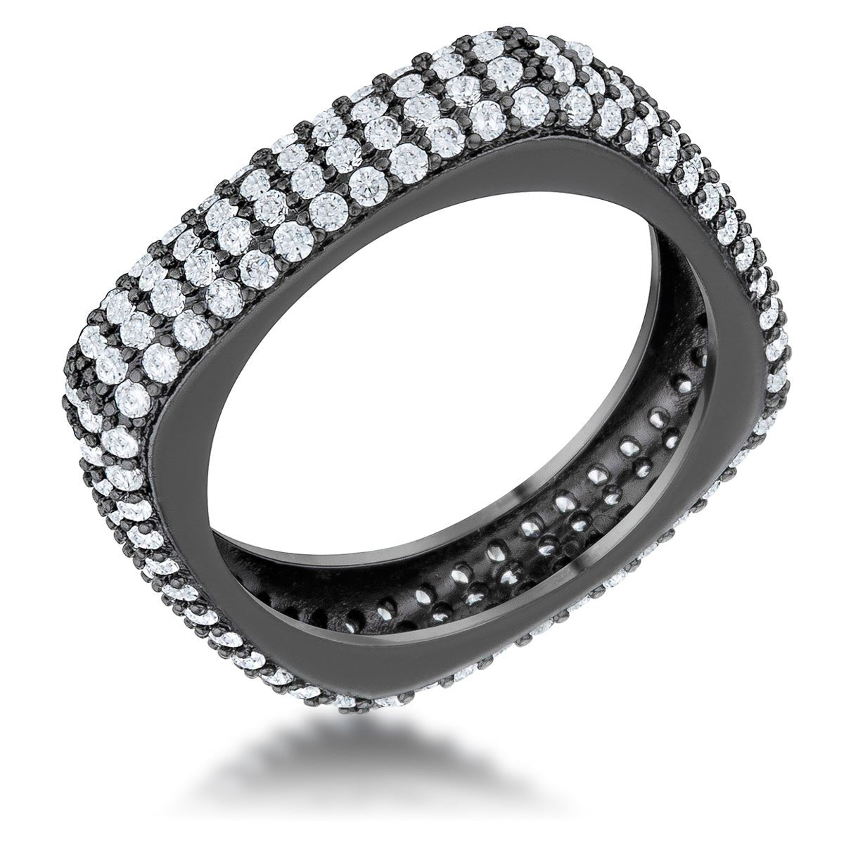 Jana 1.29ct CZ Hematite Contemporary Square Band Ring - ThisandThatShoppe
