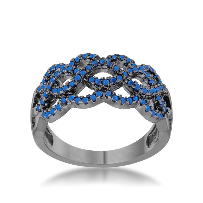 Brina 0.4ct CZ Hematite Twist Ring - ThisandThatShoppe