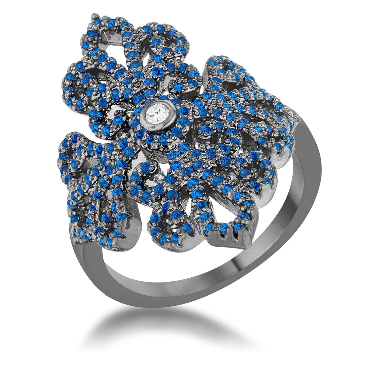 Victoria 1.23ct CZ Hematite Filigree Cocktail Ring - ThisandThatShoppe