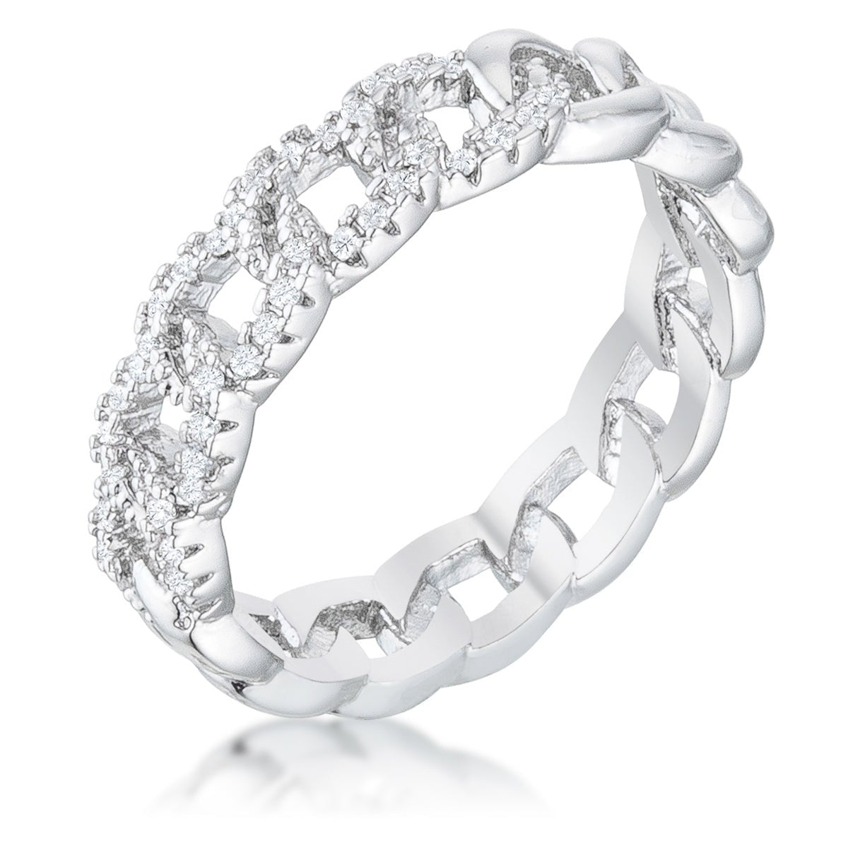 Interlocking Chain Design Ring with CZ - ThisandThatShoppe