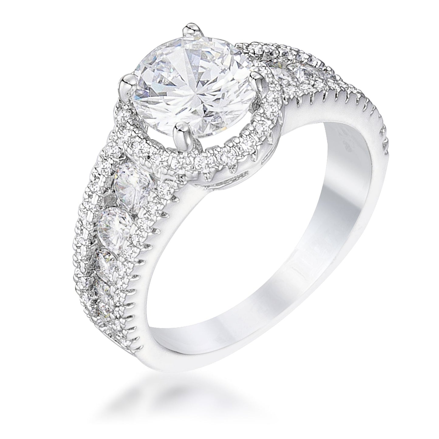 Avera 2.1Ct Plated Solitaire Engagement Halo Ring