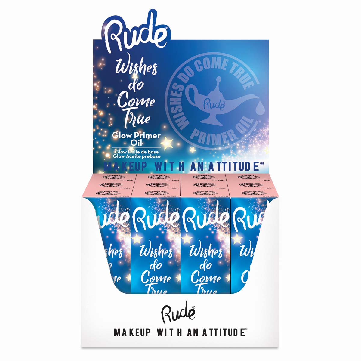 RUDE Wishes Do Come True Glow Primer Oil - Rose Gold, Display Set, 12 Pieces - ThisandThatShoppe