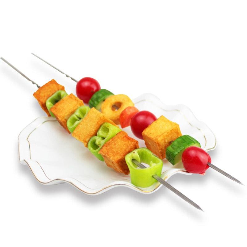 10-20Pcs Stainless Steel Barbecue Skewer Reusable BBQ Skewers Kebab Iron Stick For Outdoor Camping Picnic Tools Cooking Tools Stainless Steel Barbecue Skewers Durable and Reusable Metal Skewers - ThisandThatShoppe