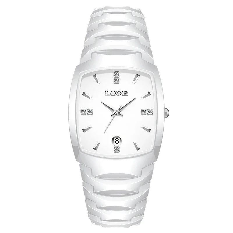 Montre fine lumineuse en acier inoxydable or rose pour femme avec date