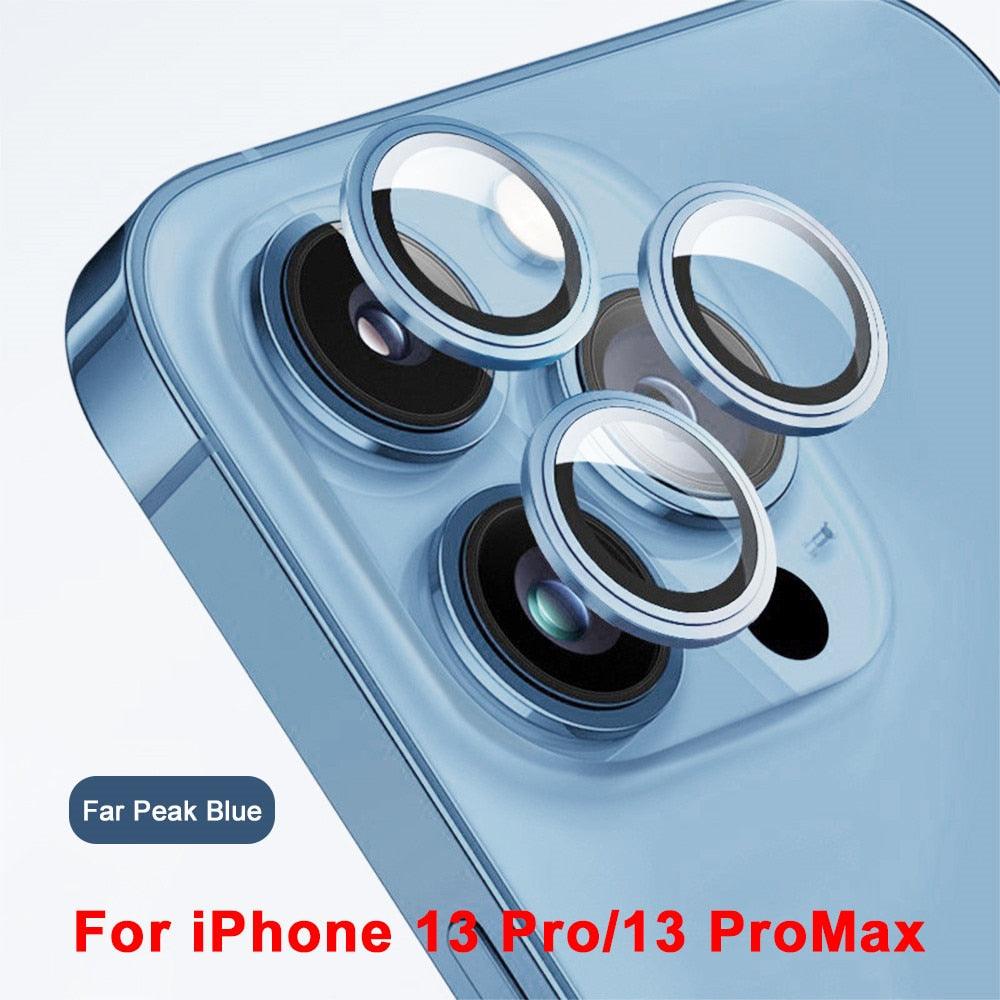 3D Protective Glass Camera Protector Cover For iPhone 13 Pro Max i Phone 13Pro 13 Mini Rear Lens Metal Ring Protect Camera Lens Case Individual Metal Scratch Resistant HD Clear Case Tempered Glass Camera Case