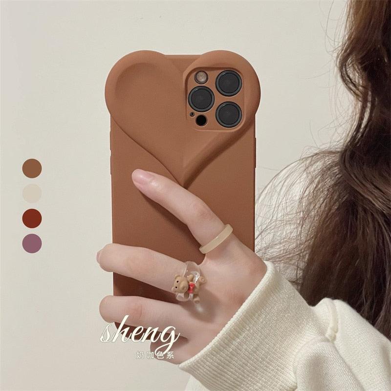 Fashion Cool Black Love Heart Phone Case For iPhone 14 13 Pro Max 12 11 XR XS Dustproof Soft Shockproof Back Cover Luxury Soft Back Cover Raised Full Camera Protection Bumper Silicone Shockproof Phone Case
