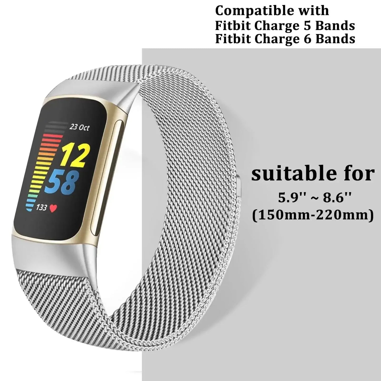 Bracelet magnétique en acier inoxydable pour Fitbit Charge 5 6 - Élégant et durable
