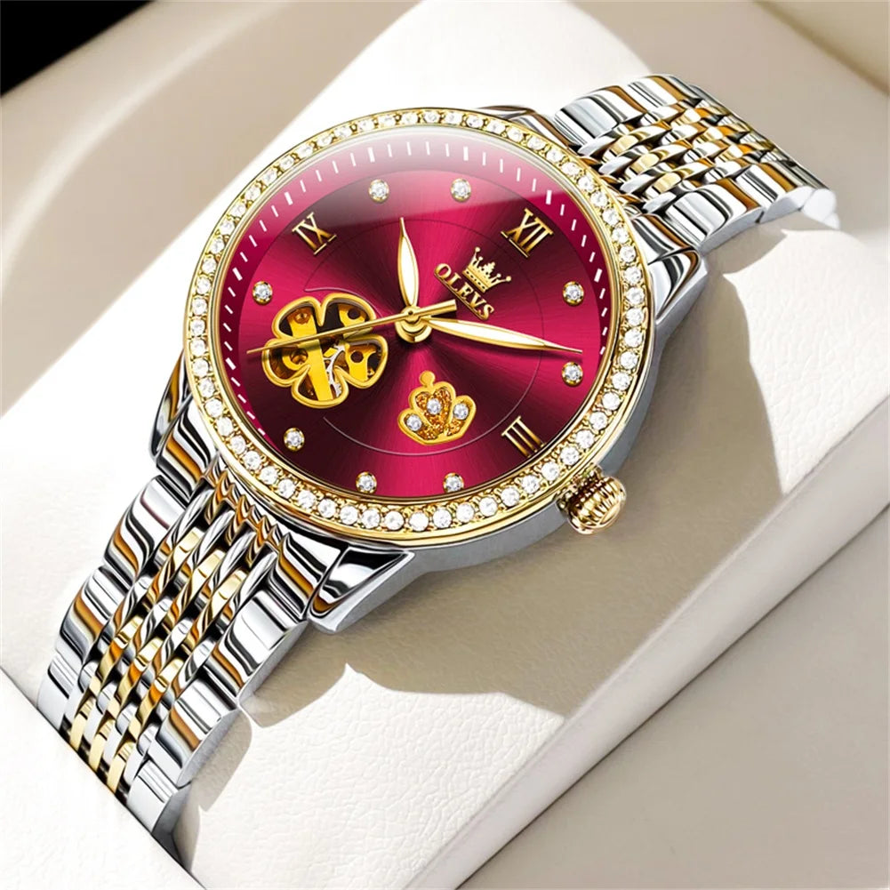 Montre squelette automatique pour femme avec bracelet jubilé
