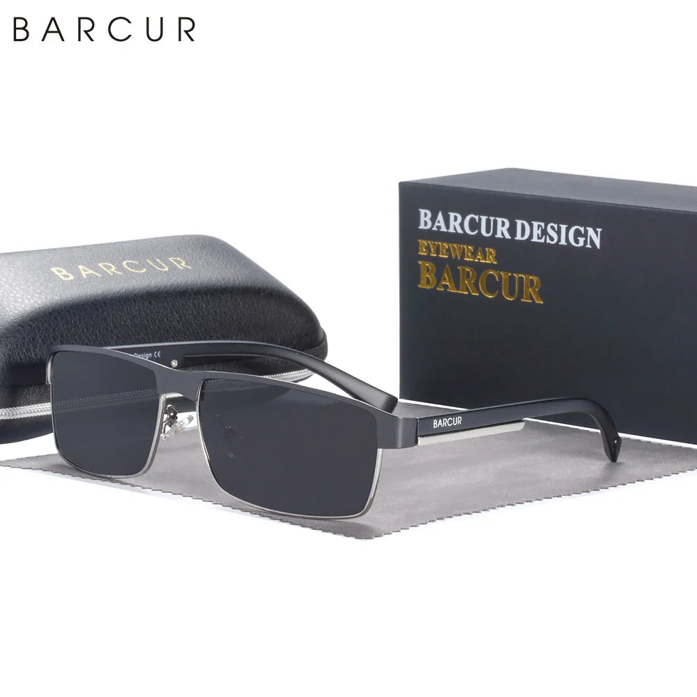 BARCUR Sunglasses Men’s Original Rectangle Fashionable Business Sunglasses – Polarized UV400 Protection for Driving Hiking Sports and Casual Wear – Trendy Fashion Shades Oculos De Sol with Anti-Reflective TAC Lenses
