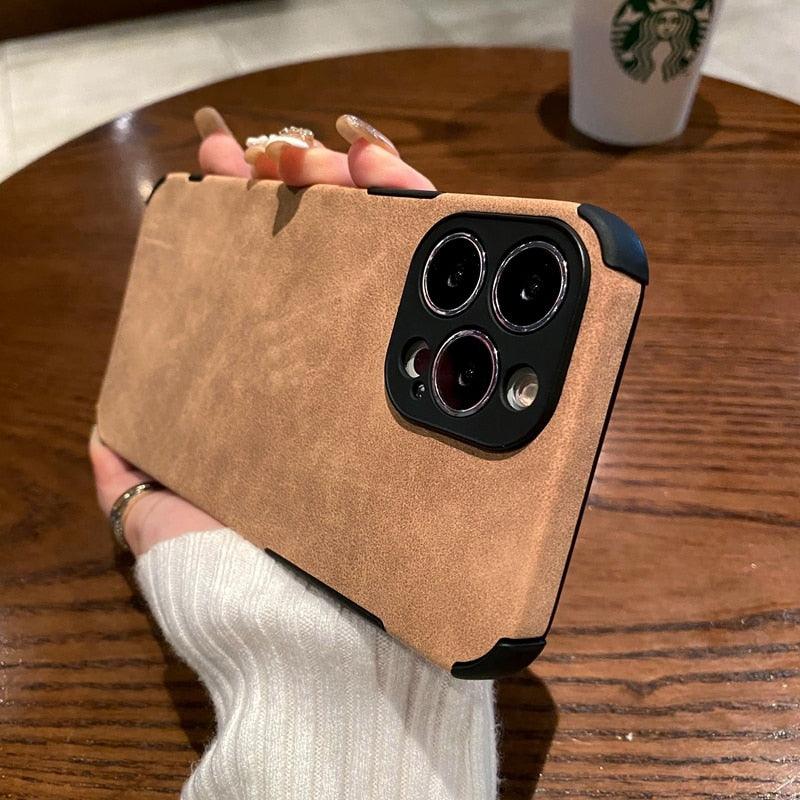Vintage Green PU Leather Case For iPhone 13 12 11 Pro Max Mini XR XS X 7 8 Plus Luxury Silicon Bumper Shockproof Soft Cover Ultra Thin Slim Leather Case Anti-Scratch Hard Back Cover for iPhone