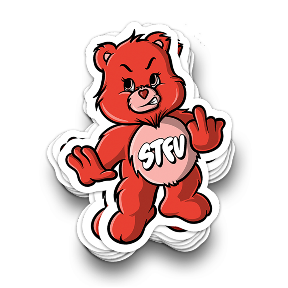 STFU Bear – Lustige Becher-Aufkleber