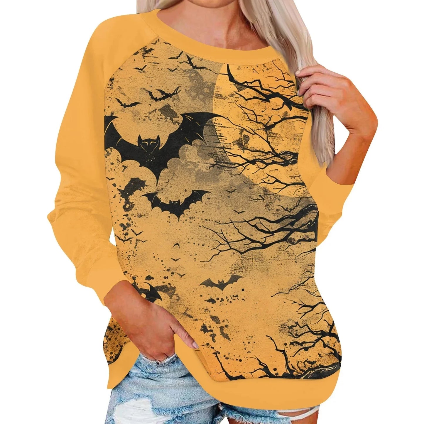 π Vintage Pumpkin Print Long Sleeve T-Shirt β Harajuku Halloween Graphic Tee