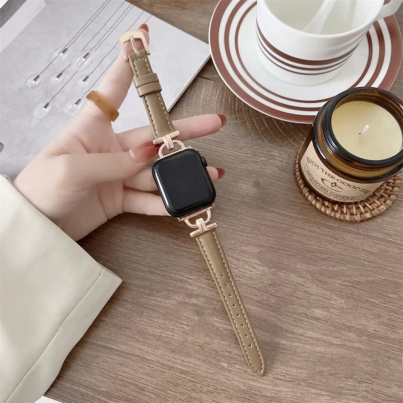Bracelet en cuir véritable pour Apple Watch - Design classique et durable