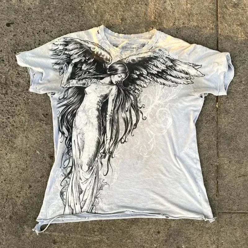š Pure Cotton Retro Skull Print T-Shirt