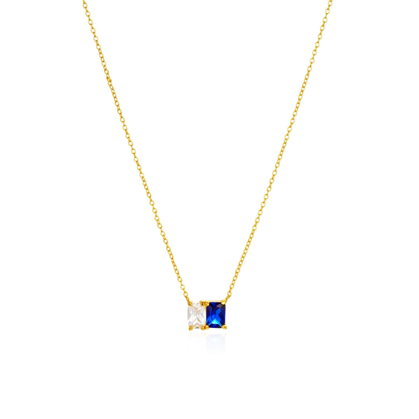 Halskette "Seaside" in Gold – Blauer Zirkonia, Sterlingsilber, 18 Karat vergoldeter Anhänger