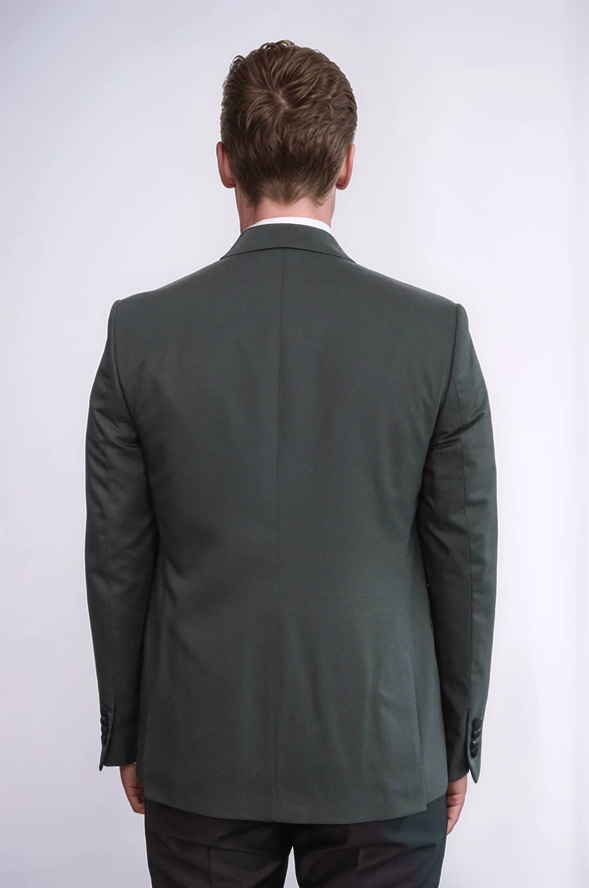 Dot Patterned Dark Green Men Tuxedo - Wessi