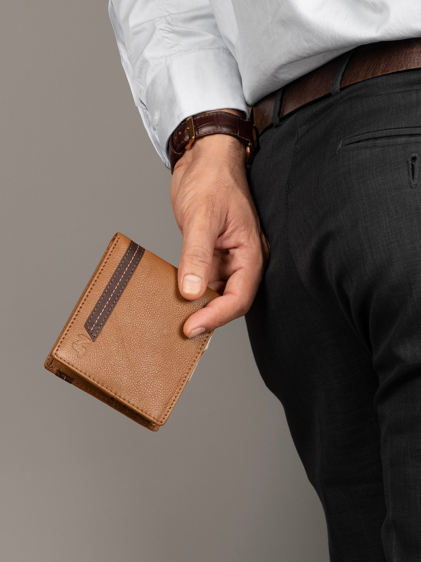 Portefeuille Homme Marron à Rayures