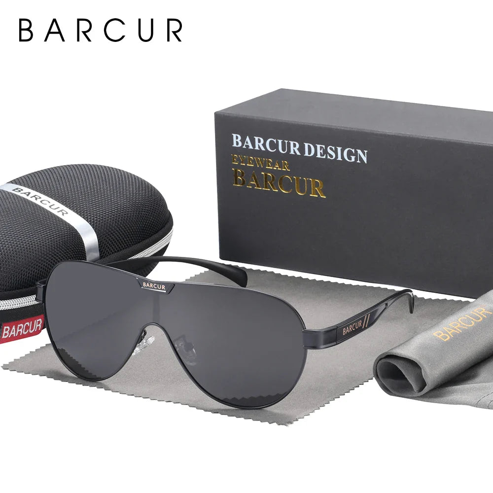 BARCUR Men's Polarized Sunglasses UV400 Protection Special-Shaped Eyewear for Men Stainless Steel Frame Eyeglasses Accessory - ThisandThatShoppe