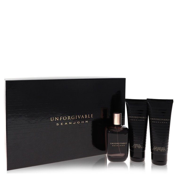 Unforgivable by Sean John Geschenkset – 125 ml Eau De Toilette Spray + 100 ml Duschgel + 100 ml After Shave Balsam für Herren
